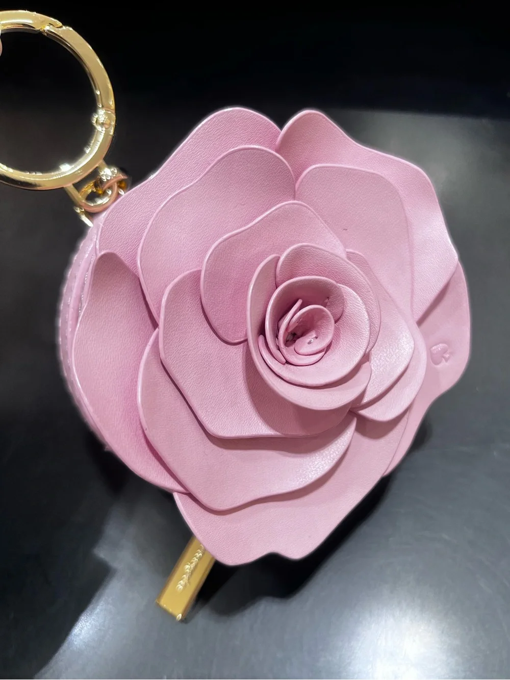 New kate spade Pale Pink Floral Key & Card Holder with Gold Hardware